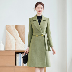 Women's Long Trench Coat Slim Fit Thick Warm Autumn Winter Professional Attire Full Sleeve With Pocket No-Wrinkle Treatment - Product Image 1