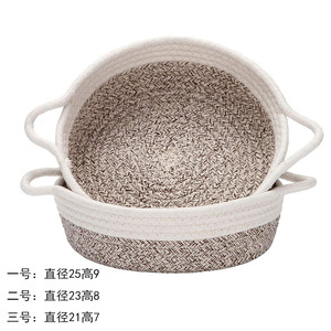 Panier de rangement en corde de coton, récipient alimentaire rond pour la cuisine, panier tissé à la main pour les collations et les fruits, organisation de la maison - Product Image 5