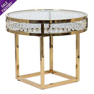 Fashion Product Stainless Steel Glass <b>Small</b> <b>Round</b> Gold White New Desert Wedding Cake Table - Product Image 2
