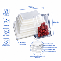 Sacs d'emballage alimentaire sous vide transparents personnalisés PA-PE, pochettes rembourrées pour viande, dattes rouges, noix, vente en gros B2B