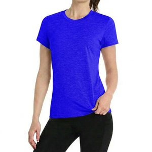 T-shirt à manches courtes violet à col rond, couleur unie, tricoté, coupe ajustée, séchage rapide, style décontracté pour homme - Product Image 3