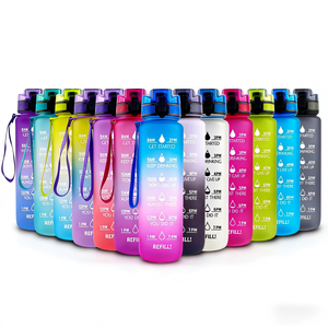 Bouteilles de sport motivantes sans BPA en Tritan 1L (32oz) avec marqueur de temps, sangle de transport, anti-fuite et compatibles <span class=keywords><strong>lave</strong></span>-<span class=keywords><strong>vaisselle</strong></span> pour la gym, le fitness et les activités de plein air - Product Image 6