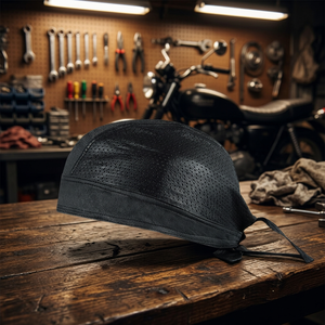 Crâne de motard en cuir pu, STYLE DURAG, crâne naturel - Product Image 2