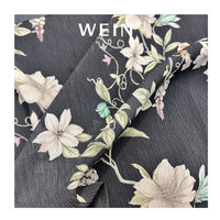 WI-B05 Großhandel Dark Gery Flower Printed Crinkle Chiffon Stoff Mehrfarbiger Druck Blumen stoff für Frauen Kleid