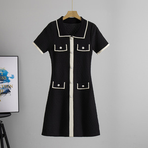 Women's Knit <b>Dress</b> <b>Short</b> Sleeve Polo Collar Single Breasted Pocket Design <b>Summer</b> 2026 Fashion Women's Sweater <b>Dress</b> - Product Image 4