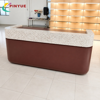 Comptoir de réception élégant et moderne, panneau frontal en marbre MDF, logo personnalisé, taille sur mesure, design pour hall d'hôtel, bureau, clinique, école, banque