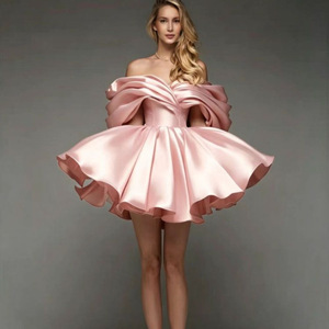 Vestido <span class=keywords><strong>de</strong></span> Noche Estilo Francés, Corte A, Hombros Descubiertos, Mini Vestido <span class=keywords><strong>de</strong></span> Cachemira para Fiestas <span class=keywords><strong>de</strong></span> Cumpleaños y Uso Diario, Elegante y <span class=keywords><strong>de</strong></span> Alta Gama, Talla Pequeña - Product Image 1
