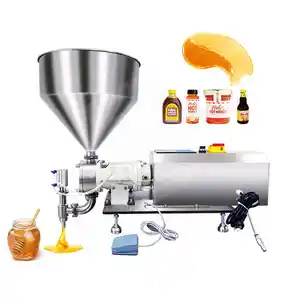 34 semi automatic servo rotor lobe pump tomato canning bottling paste can packaging filler ketchup packing filling machine line