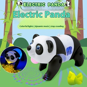 2025 grosir mainan Panda kecil merangkak anak-anak, tali berjalan ringan dengan bahan plastik