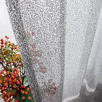 Voilage de fenêtre transparent brodé à paillettes dégradées pour salon, avec passe-tringle, en tulle blanc ombré ignifuge, style Asie du Sud-Est