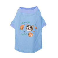 T-shirt pour chien à motif imprimé chat de dessin animé personnalisé, col côtelé contrastant, vêtements souples et extensibles à manches courtes pour animaux de compagnie, tee-shirt pour animaux de compagnie à taille élastique