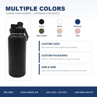 Bouteille d'eau en acier inoxydable avec paille 1L, isotherme à double paroi, anti-fuite, pour sport, voyage, gym, extérieur, sans BPA