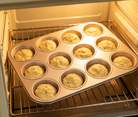 Moule à muffins antiadhésif en acier au carbone 12 cavités, plaque de cuisson premium pour mini-cupcakes, ustensile de cuisson pour four domestique