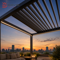 Pergola à toit coulissant en aluminium, gazebo, pavillon avec auvent pliable motorisé pour patio, hôtel, complexe hôtelier et espaces commerciaux