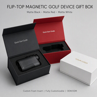 Boîte cadeau magnétique à couvercle rabattable, étanche, noir mat, options de couleurs rouge et blanc, insert en mousse personnalisé, gaufrage, emballage pour équipement de golf