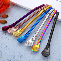 Bombilla de Yerba Maté Réutilisable de Haute Qualité, Colorée, avec Filtre et Cuillère Intégrée