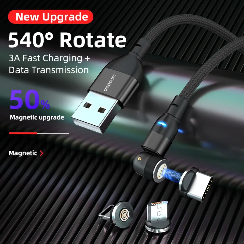 В наличии, 5-контактный Магнитный кабель Micro USB Greenport 540, обновленная версия, новый тип C, зарядное устройство для быстрой зарядки и передачи данных