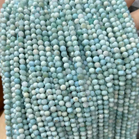 Vente en gros de perles de pierres précieuses naturelles à facettes minuscules de 2mm 3mm 4mm brins de perles rondes en pierre de Larimar pour la fabrication de bijoux (AB2120)