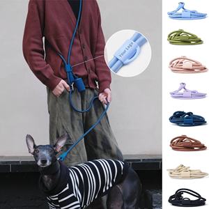 Tali pegangan pinggang selempang badan, warna kustom 4-in-1 panjang dapat disesuaikan bebas genggam tali pegangan pinggang nilon Premium bahan poliester tali anjing besar - Product Image 1