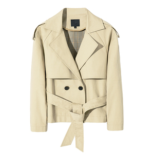 La prima scelta di alta qualità da donna <span class=keywords><strong>beige</strong></span> manica lunga casual corta trench capispalla <span class=keywords><strong>cappotto</strong></span> a vento potrebbe essere personalizzata - Product Image 3