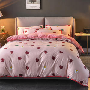 سرير قبعة الفانيلا المخملية أربعة-قطعة طقم سرير مجموعة ورقة - Product Image 2