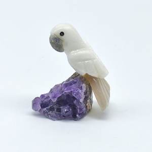 Sculpture de perroquet en Dumortierite/Calcite blanche/Agate bleue/Amythyste - Product Image 1