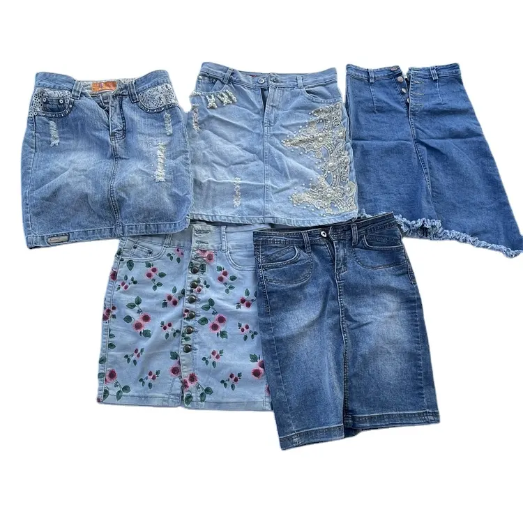 second hand clothes cheap price Ladies Jeans mini Skirt bulk used clothing for woman