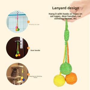 Juguete moderno para gatos con bola de sisal, para afilar <span class=keywords><strong>dientes</strong></span> y uñas, juguete colgante con nudo - Product Image 2