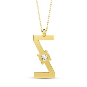 Colgante de Alfabeto de la A a la Z de Primera Calidad, Diamantes Cultivados en Laboratorio VVS VS EF, Plata de Ley 925 con Acabado en Oro, Personalizado - Product Image 5