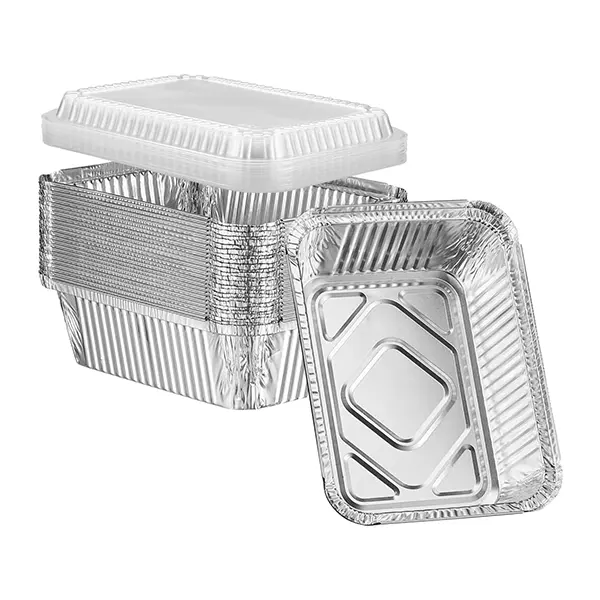 Piatti oblunghi in alluminio usa e getta-contenitore in alluminio da 10 pollici da 2,25 libbre con coperchio in alluminio
