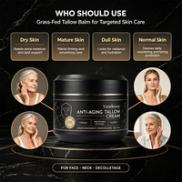 Crème Anti-Âge au Suif de Bovins Nourris à l'Herbe, Baume Visage au Peptide GHK-Cu, Raffermissant, Hydratant, Réparateur de Barrière Cutanée, Crème au Suif pour Visage et Cou
