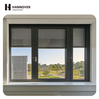 Ventana Abatible Moderna de Aleación de Aluminio con Persianas Enrollables Integradas, Vidrio Templado de Doble Acristalamiento para Villa