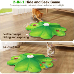 Jouet pour <span class=keywords><strong>chat</strong></span> 2 en 1 interactif cache-cache en polyester <span class=keywords><strong>vert</strong></span>, idéal pour les chats d'intérieur - Product Image 6