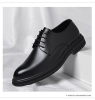 Nouveautés : Chaussures habillées d'affaires en cuir noir respirant, style britannique, pour tenue de marié et mariage