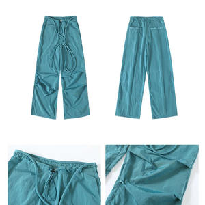 Custom Logo Knotted Loose High Waist Trousers Plain <b>Womens</b> Cargo Flare <b>Sweat</b> <b>Pants</b> - Product Image 5