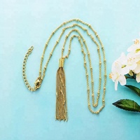 Collier à pampilles en argent rose et or 925, chaîne longue, vente en gros