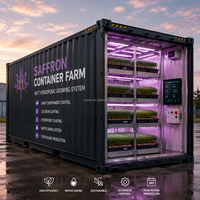 Fortschrittliches Safran-Container-Farmsystem mit Hydroponischen Anzuchtbeeten, LED-Beleuchtung und Klimaüberwachung für Maximalen Ertrag