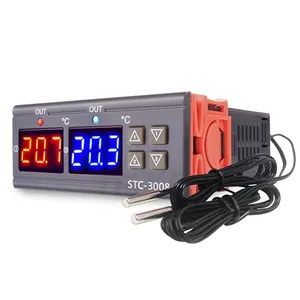 Dual Digital STC-3008 Temperature Controller Two Relay Output Thermostat Heater with Probe 12V 24V 220V Home Fridge Cool Heat