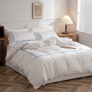 Benutzer definierte Mikro faser Polyester Blau Dreifach faden Bettlaken <span class=keywords><strong>Set</strong></span> 5-Sterne Hotel Tröster Bettdecke Einsatz Gewebte Baumwolle Quilt Bettdecke