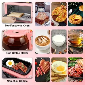 3 ב 1 חשמלי תנור ארוחת בוקר יצרנית מכונת קפה רב תפקודי לעשות קפה טוסט מטוגן ביצים