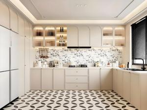 L'usine de conception d'armoires de haute qualité fournit des armoires de cuisine à stockage élevé de style crème sans cadre laqué clair. - Product Image 3