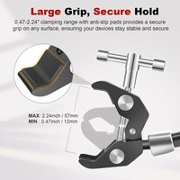 Mechrig Super Clamp en aluminium avec vis 1/4'' et bras articulé réglable de 11'' pour flash/lumière LED/microphone/caméra d'action