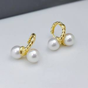 22267DIY Boucles d'oreilles en argent S925, double perle 6-9mm, support vide pour la création de bijoux DIY - Product Image 3