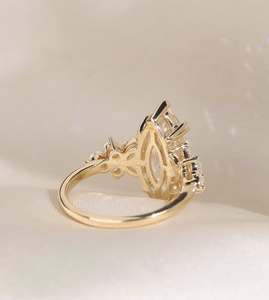 Custom 14K 18K Gold Marquise Cut IGI certificata Cvd HPHT Vvs Lab cresciuto anello di fidanzamento con diamante per gioielli da donna - Product Image 3