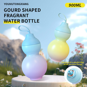 Bouteille d'eau parfumée <span class=keywords><strong>en</strong></span> <span class=keywords><strong>Tritan</strong></span> de 900 ml <span class=keywords><strong>en</strong></span> forme de <span class=keywords><strong>gourde</strong></span>, grande capacité, <span class=keywords><strong>gourde</strong></span> de sport aromatisée avec corde de transport pour usage extérieur - Product Image 4