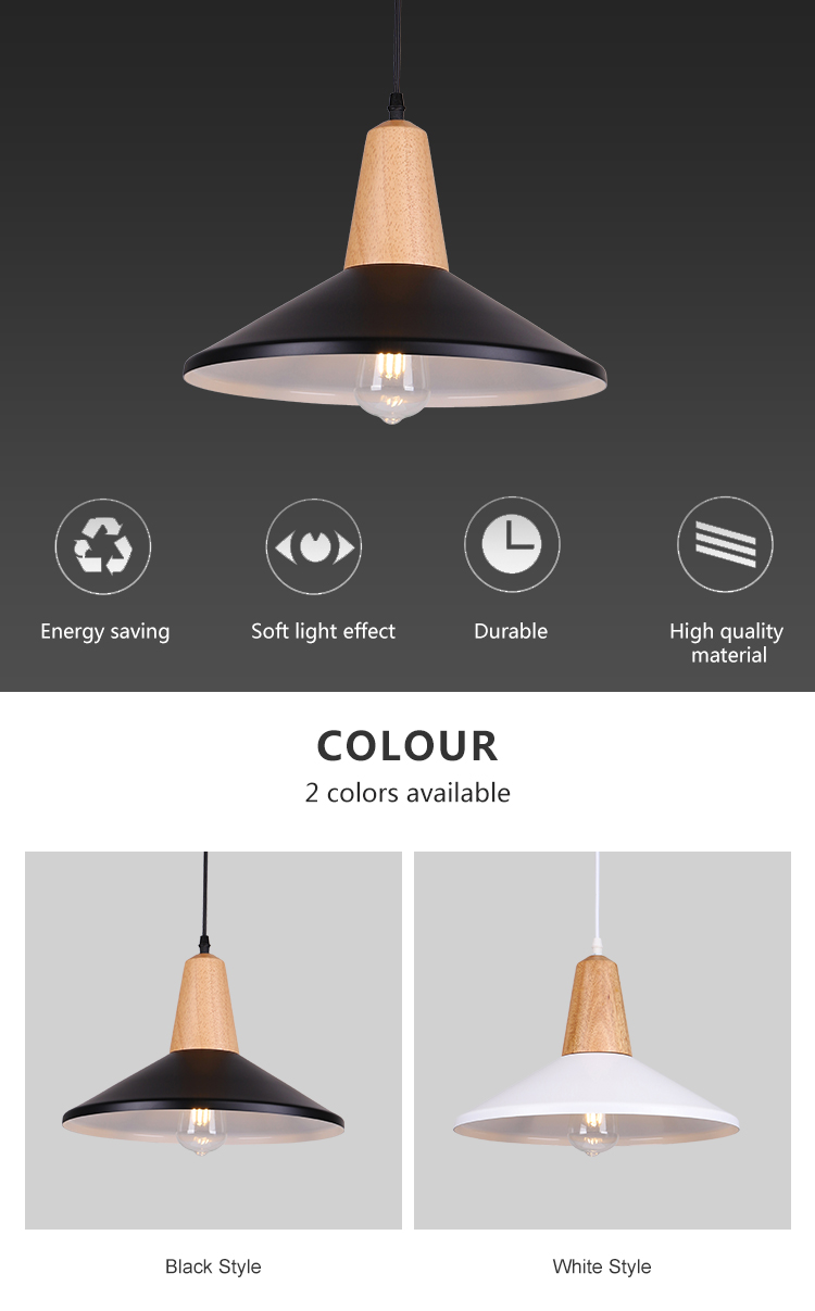 Simple Style Residential Study Room Bedroom Decoration E27 Wood Pendant Light