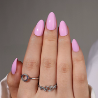 Faux ongles en acrylique à presser, couleur unie, forme amande moyenne, en gel souple, fournisseur en gros