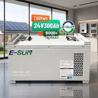 E-Sun Baterai LiFePO4 7.68kwh 24V Hemat Biaya, Paket Baterai 24V300Ah untuk Penyimpanan Energi Rumah Tangga