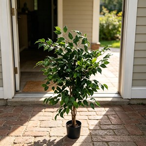 Plantas Artificiales de Ficus Pandurata de Plástico Verde, Alta Simulación, Ecológicas. Directo de Fábrica. para decoración navideña de Año Nuevo - Product Image 4