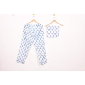 Ensemble de pyjama en satin de coton respirant pour femmes imprimé numériquement avec taille élastique Manches longues pour l'automne - Product Image 4